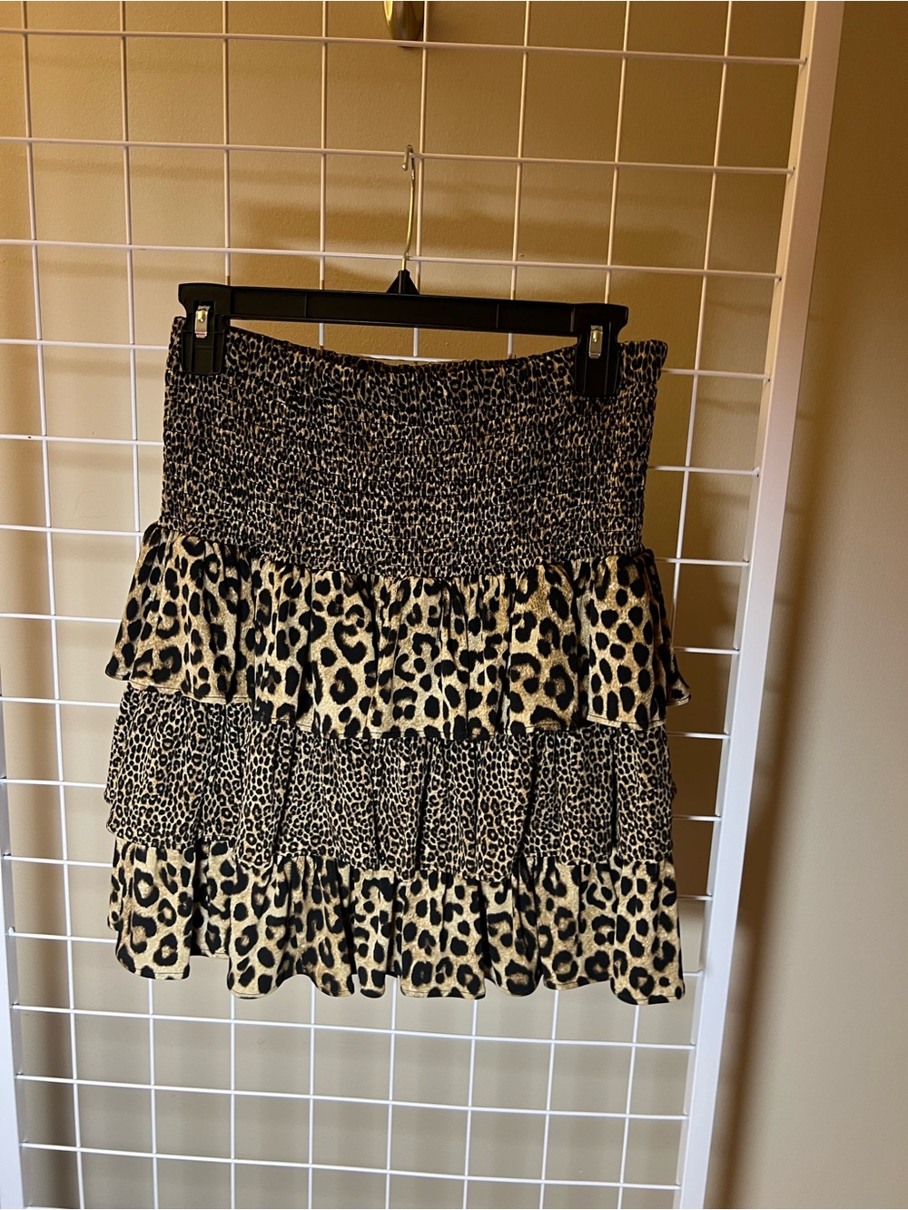 Michael Kors Animal Print Tiered Ruffle Mini Skirt - Black & Tan